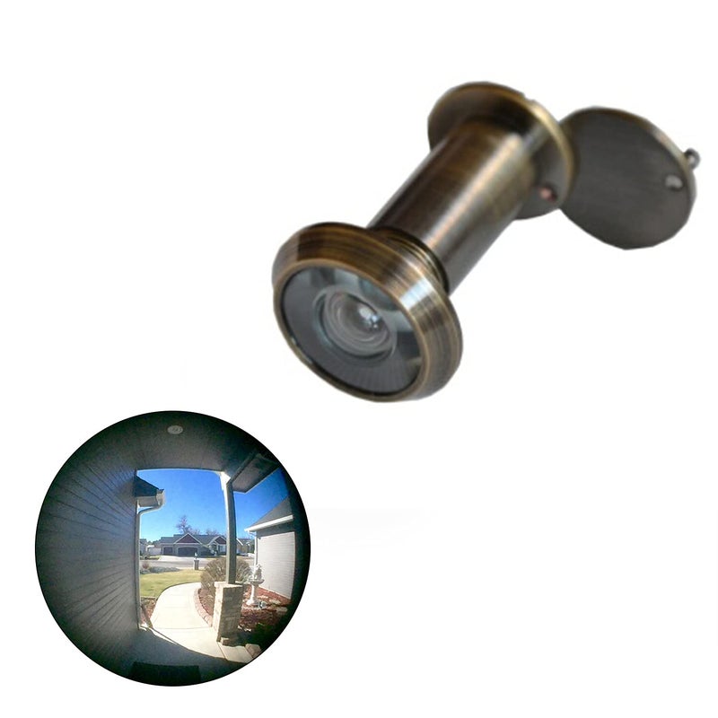 TOGU TG2814YG-AB Solid Brass UL Listed 220-degree Door Viewer with Heavy Duty Privacy Cover for 1-3/8"" to 2-1/6"" Doors  Antique Bronze Finish - Image 1